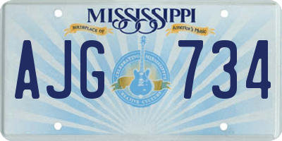 MS license plate AJG734