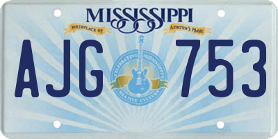 MS license plate AJG753