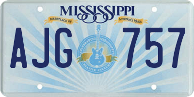 MS license plate AJG757