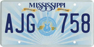 MS license plate AJG758