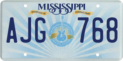 MS license plate AJG768