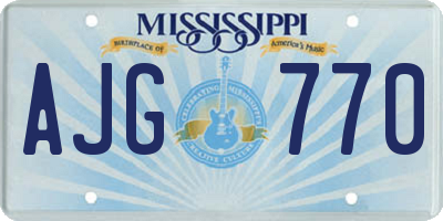 MS license plate AJG770