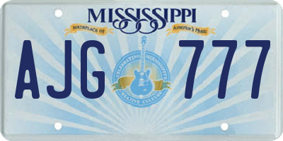 MS license plate AJG777