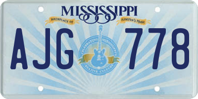MS license plate AJG778