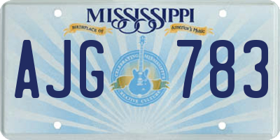 MS license plate AJG783
