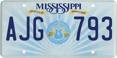 MS license plate AJG793
