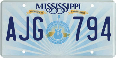 MS license plate AJG794
