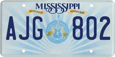 MS license plate AJG802