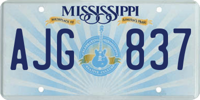 MS license plate AJG837