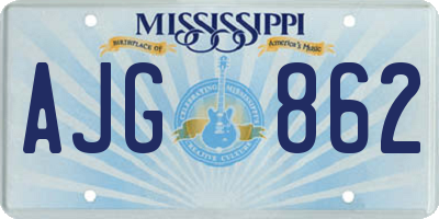 MS license plate AJG862