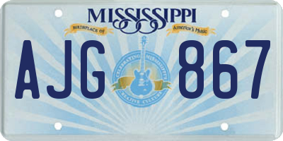 MS license plate AJG867
