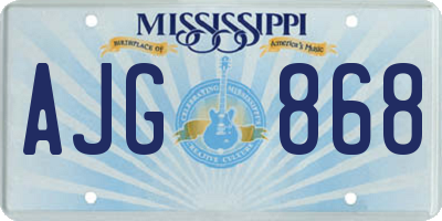 MS license plate AJG868