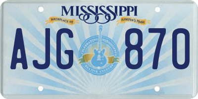 MS license plate AJG870