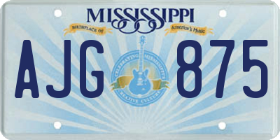 MS license plate AJG875
