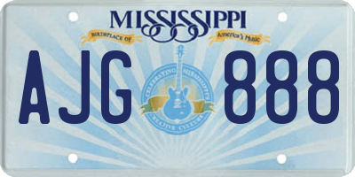 MS license plate AJG888
