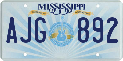 MS license plate AJG892
