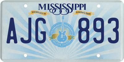 MS license plate AJG893