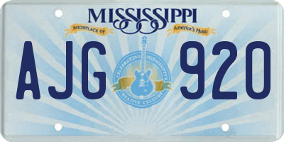 MS license plate AJG920