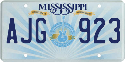 MS license plate AJG923