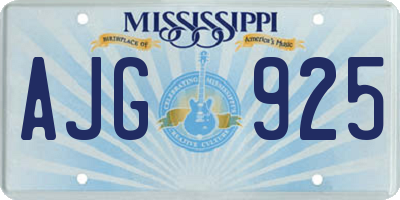 MS license plate AJG925