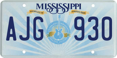 MS license plate AJG930