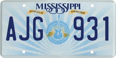 MS license plate AJG931