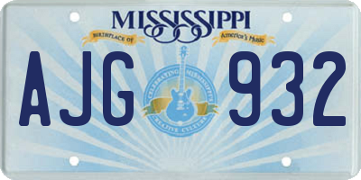 MS license plate AJG932