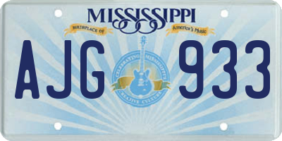 MS license plate AJG933