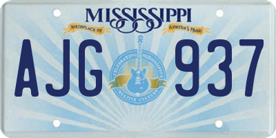 MS license plate AJG937