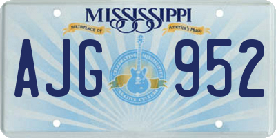 MS license plate AJG952