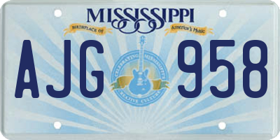 MS license plate AJG958