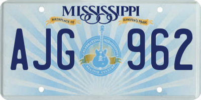 MS license plate AJG962