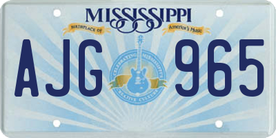 MS license plate AJG965