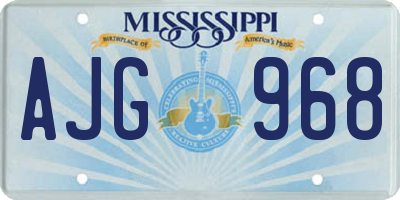 MS license plate AJG968