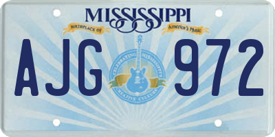 MS license plate AJG972