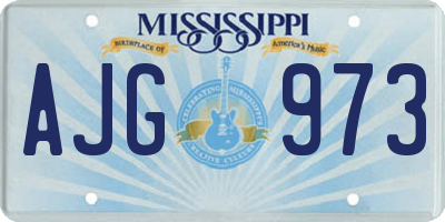 MS license plate AJG973