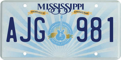 MS license plate AJG981