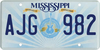 MS license plate AJG982