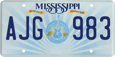 MS license plate AJG983