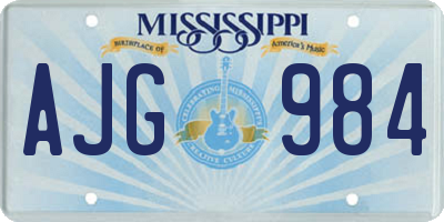MS license plate AJG984