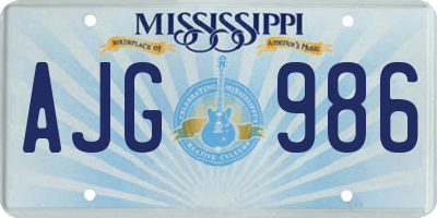 MS license plate AJG986
