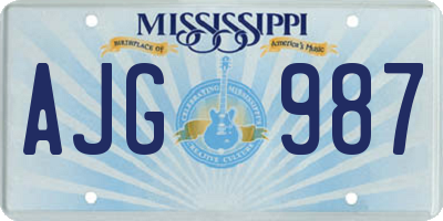 MS license plate AJG987