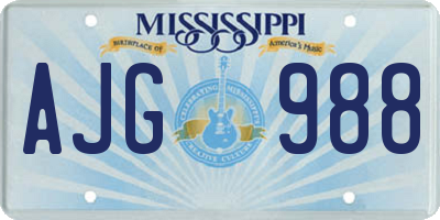 MS license plate AJG988