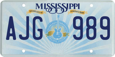 MS license plate AJG989