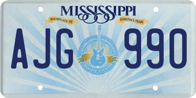 MS license plate AJG990