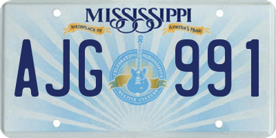 MS license plate AJG991