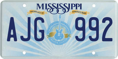 MS license plate AJG992