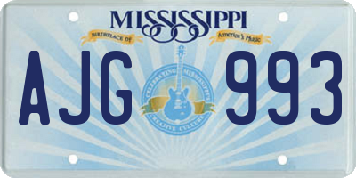 MS license plate AJG993