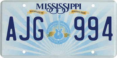 MS license plate AJG994