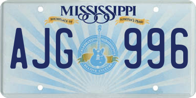 MS license plate AJG996